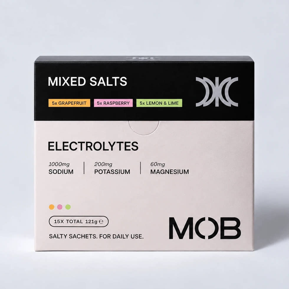 MOB Mixed Salts box, 15 sachets: 5 Grapefruit, 5 Raspberry, 5 Lemon & Lime